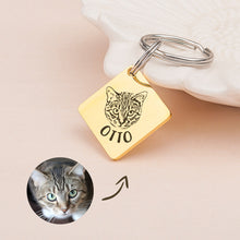 Load image into Gallery viewer, Personalized Diamond Shaped Pet Portrait Pet ID Tag
