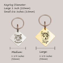 Load image into Gallery viewer, Personalized Diamond Shaped Pet Portrait Pet ID Tag
