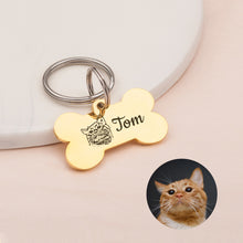 Load image into Gallery viewer, Personalized Pet Portrait Dog Bone Pet ID Tag
