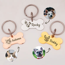Load image into Gallery viewer, Personalized Pet Portrait Dog Bone Pet ID Tag

