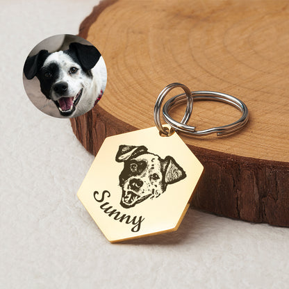 Pet Portriat Hexagon Pet ID Dog Tag