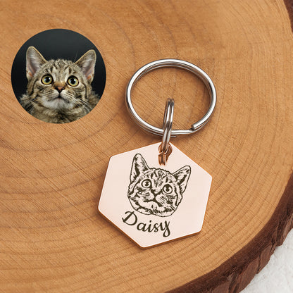 Pet Portriat Hexagon Pet ID Dog Tag