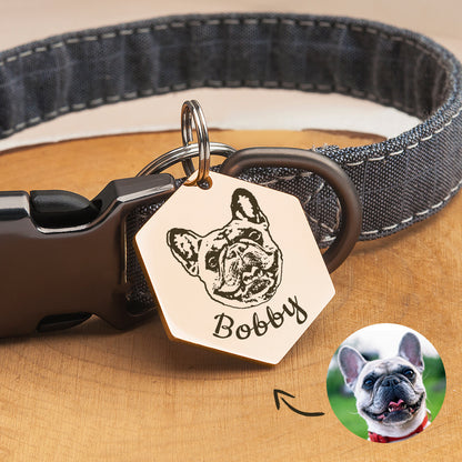 Pet Portriat Hexagon Pet ID Dog Tag