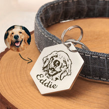 Load image into Gallery viewer, Pet Portriat Hexagon Pet ID Dog Tag
