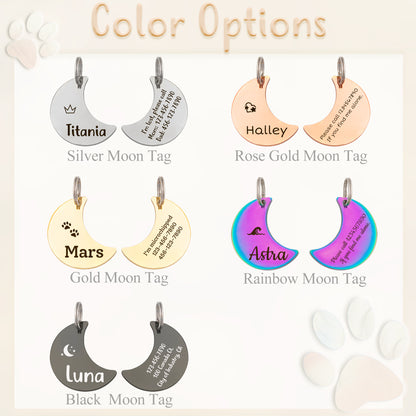 Personalized Moon Shaped Pet ID Tag