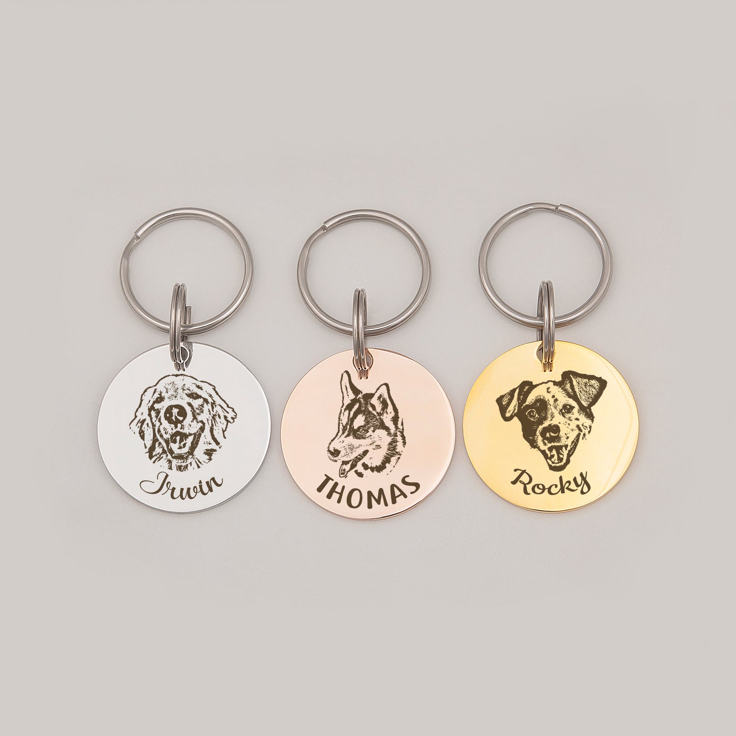 Round Pet Portrait Pet Id Dog Tag and Necklace