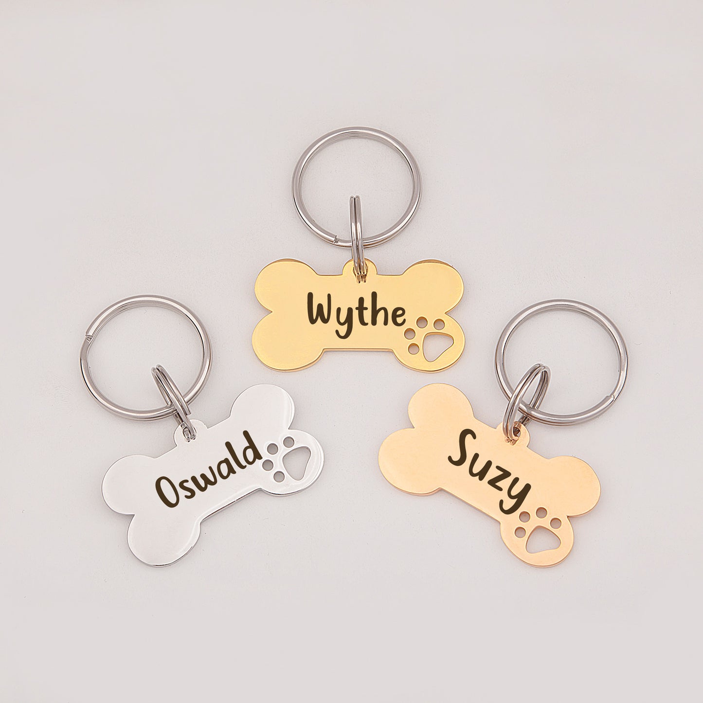 Paw Print Cut-Out Dog Bone Pet ID Tag