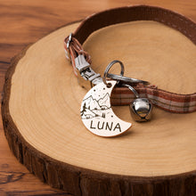 Load image into Gallery viewer, Personalized Moon Shaped Mountain view Pet ID Dog Tag
