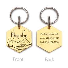 Load image into Gallery viewer, Personalized Hexagon Shaped Mountain and Stary Sky Pet ID Dog Tag
