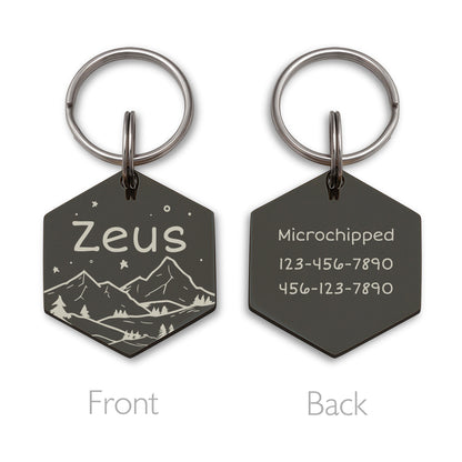 Mountain and Stary Sky Hexagon Pet ID Dog Tag