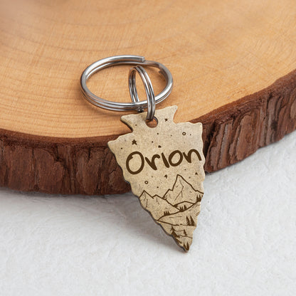 Mountain Starry Night Arrowhead Pet Tag
