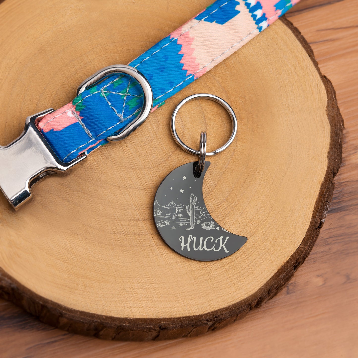 Mountain Stars Moon Shaped Pet Tag