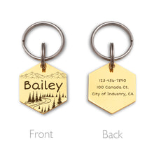 Load image into Gallery viewer, Personalized Hexagon Shaped Mountain Road Pet ID Dog Tag
