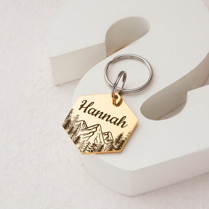 Mountain View Hexagon Pet ID Dog Tag
