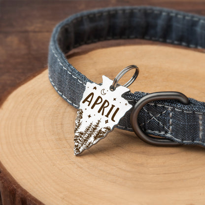 Woods and Starry Night Arrowhead Pet Tag