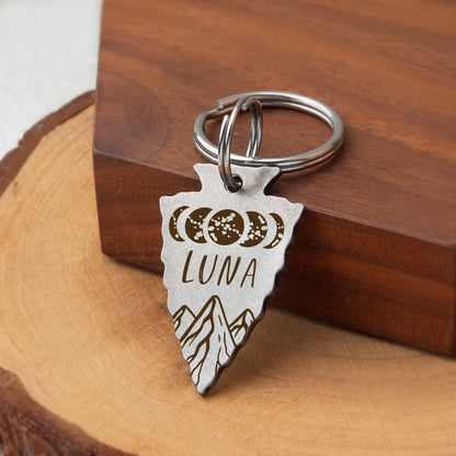 Moon Phases Arrowhead Pet Tag