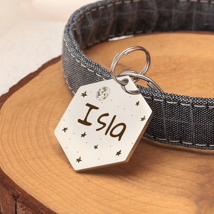 Space Hexagon Shaped Pet ID Dog Tag
