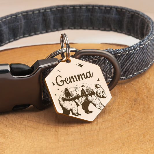 Bear and Woods Hexagon Pet ID Tag