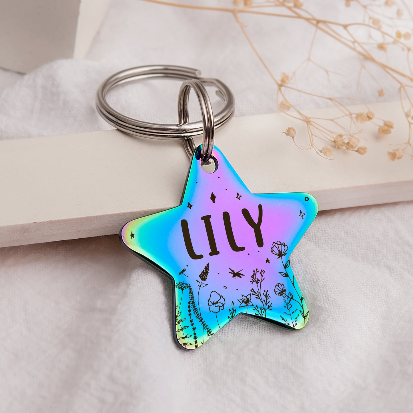 Star Wildflowers Pet ID Dog Tag