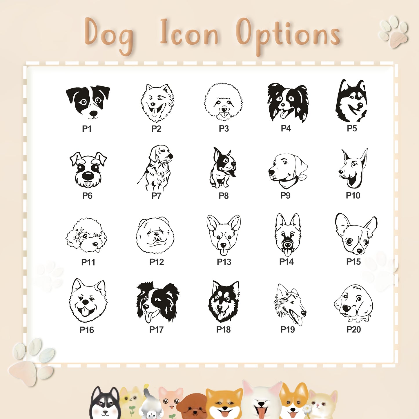 Dog Breed Icon Round Pet Tag