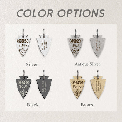 Moon Phases Arrowhead Pet Tag