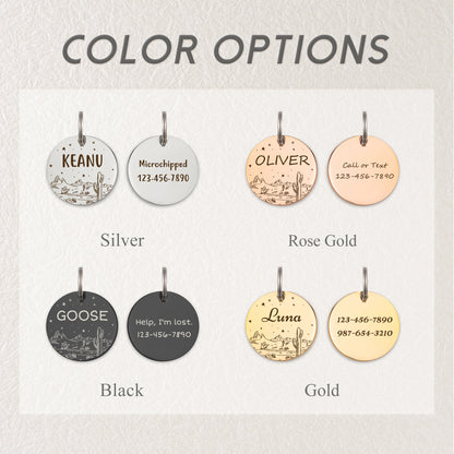 Round Desert Night Sky Pet ID Dog Tag