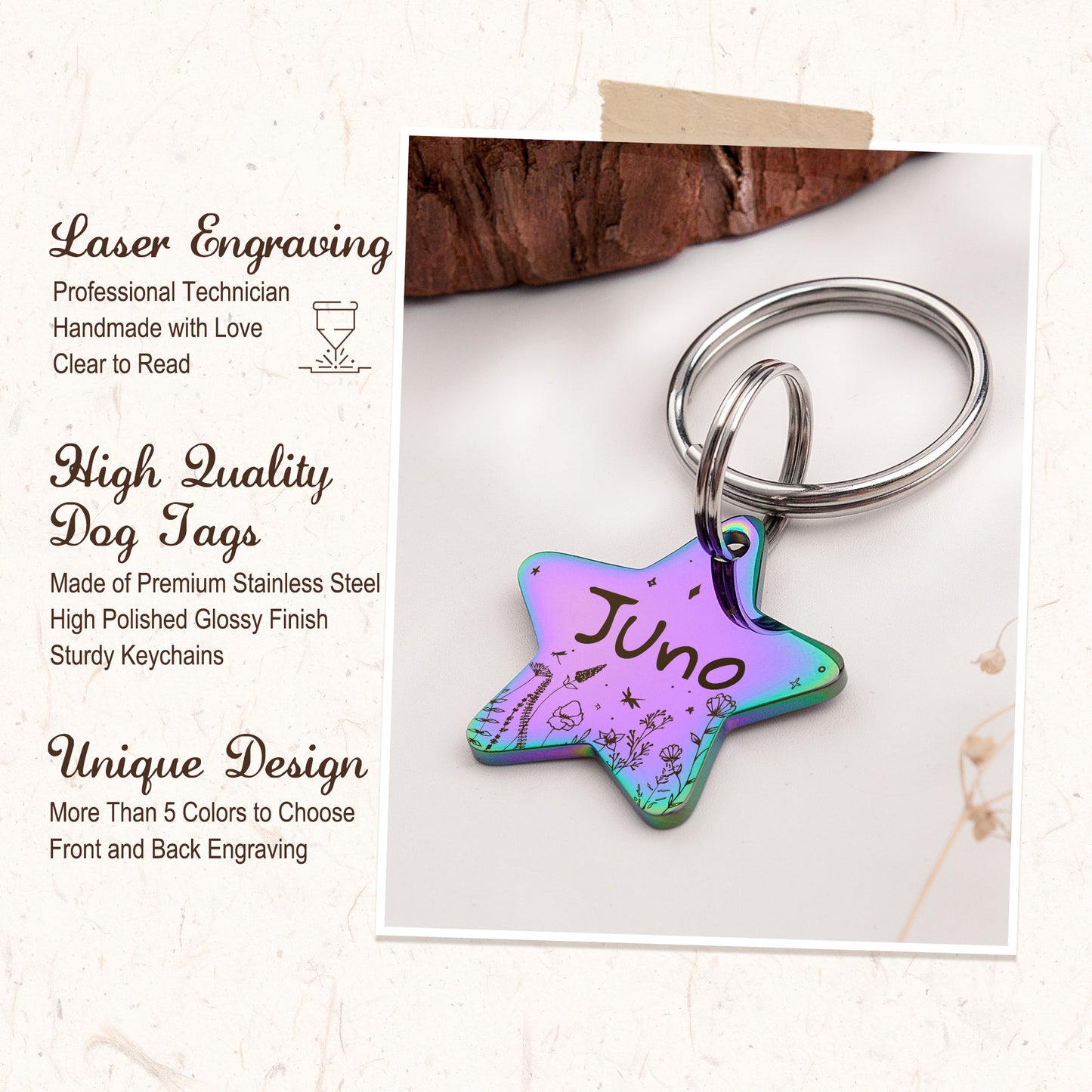 Star Wildflowers Pet ID Dog Tag