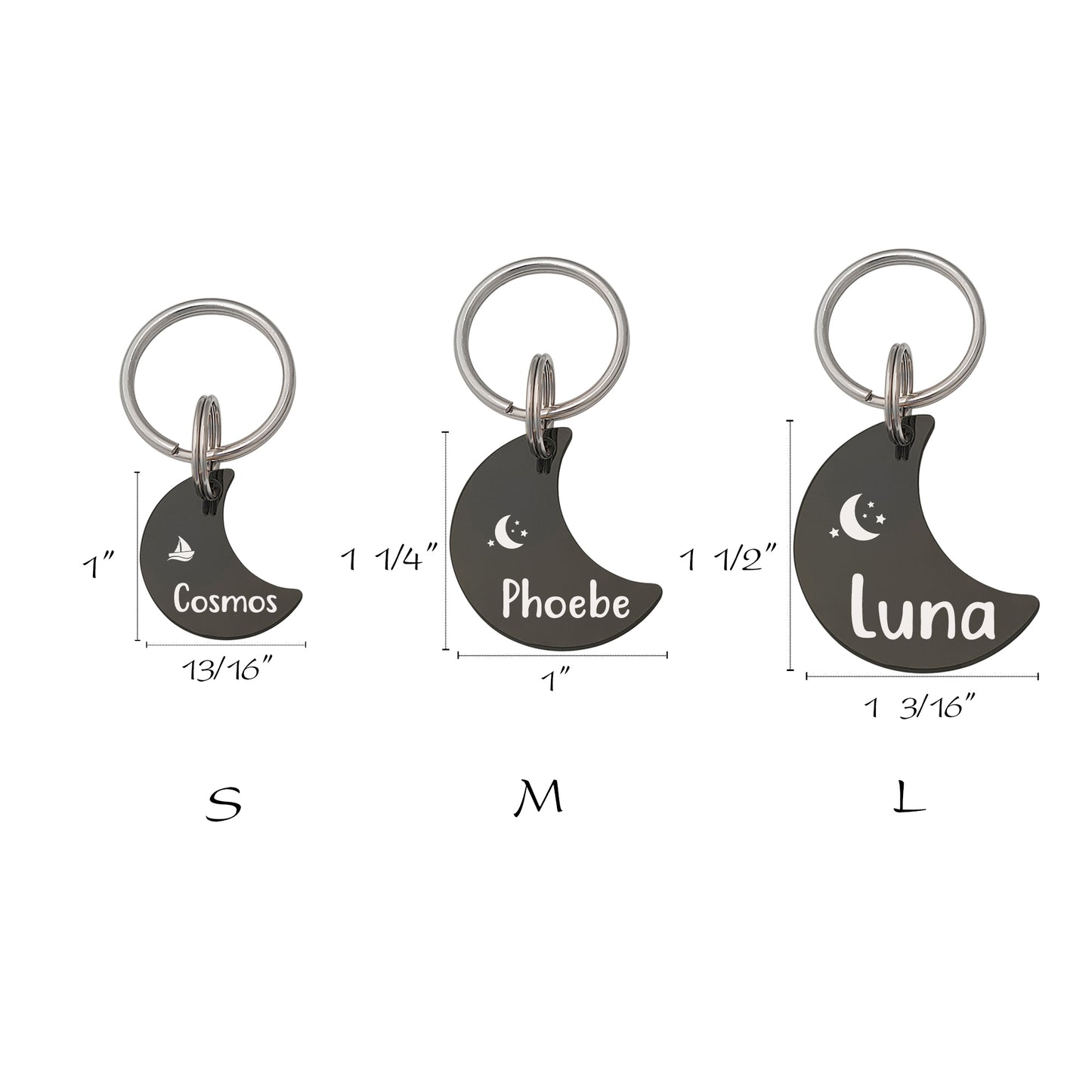 Personalized Moon Shaped Pet ID Tag