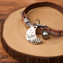 Load image into Gallery viewer, Personalized Moon Shaped Woods and Starry Sky Pet ID Dog Tag
