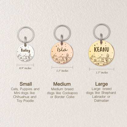 Round Desert Night Sky Pet ID Dog Tag