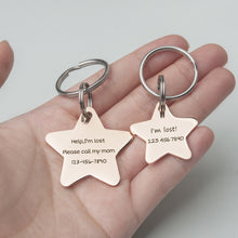 Load image into Gallery viewer, Personalized Star Shaped Woods and Night Sky Pet ID Dog Tag
