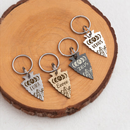 Moon Phases Arrowhead Pet Tag