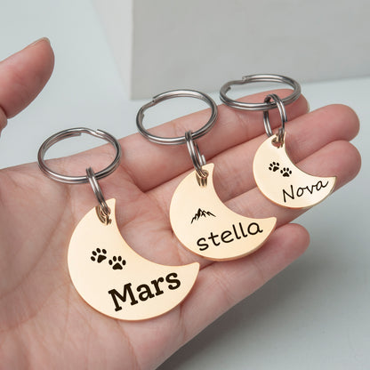 Personalized Moon Shaped Pet ID Tag