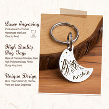 Load image into Gallery viewer, Personalized Moon Shaped Mountain Peak Theme Pet ID Dog Tag
