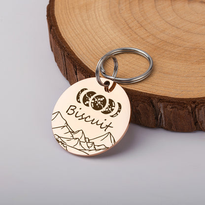 Round Moon Phase Pet ID Tag