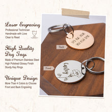 Load image into Gallery viewer, Personalized Round Shaped Birth Flower Pet ID Dog Tag
