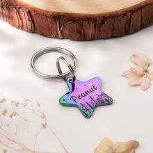 Load image into Gallery viewer, Personalized Star Shaped Woods and Night Sky Pet ID Dog Tag
