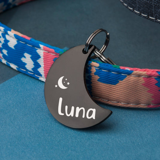 Name and Icon Moon Pet ID Dog Tag