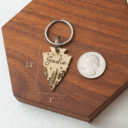 Woods and Starry Night Arrowhead Pet Tag