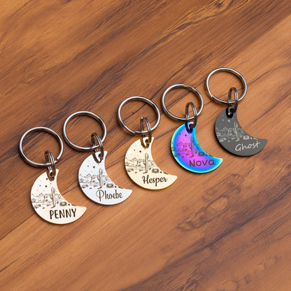 Mountain Stars Moon Shaped Pet Tag