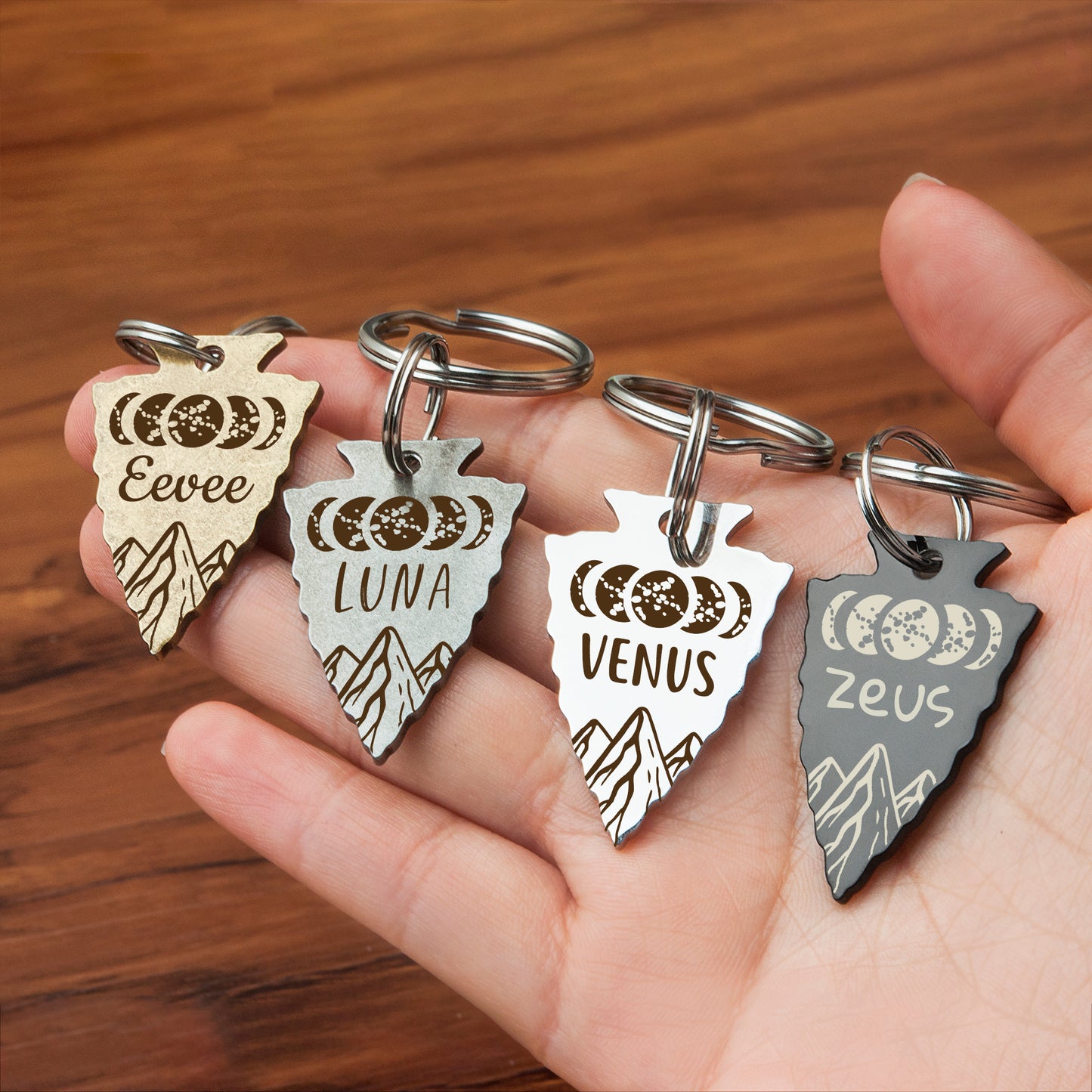 Moon Phases Arrowhead Pet Tag