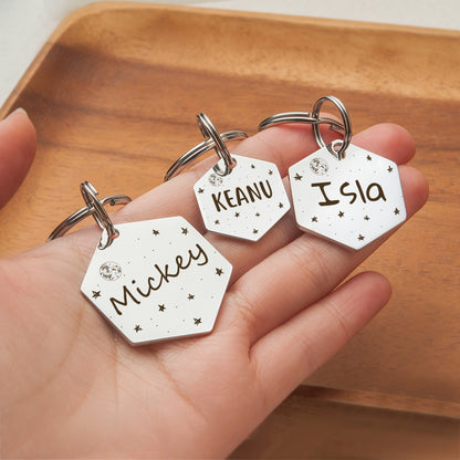 Space Hexagon Shaped Pet ID Dog Tag