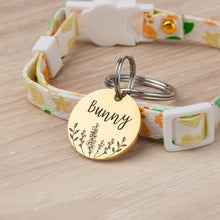 Load image into Gallery viewer, Personalized Round Birth Flower Pet ID Dog Tag
