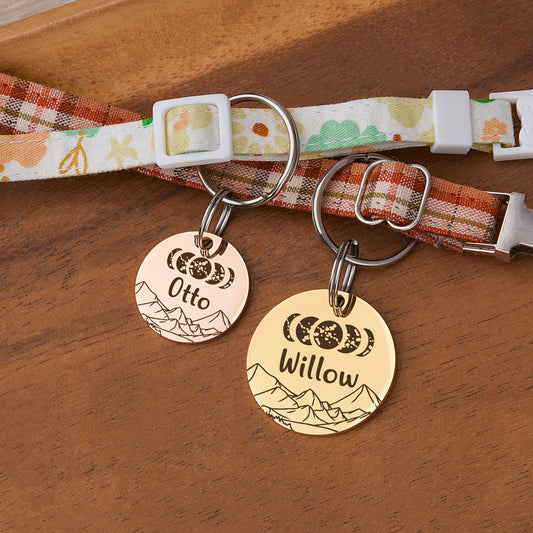 Round Moon Phase Pet ID Tag