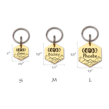 Moon Phase Hexagon Pet ID Dog Tag