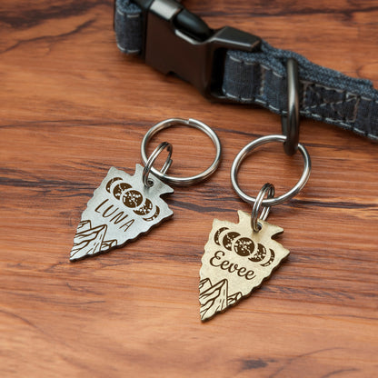 Moon Phases Arrowhead Pet Tag