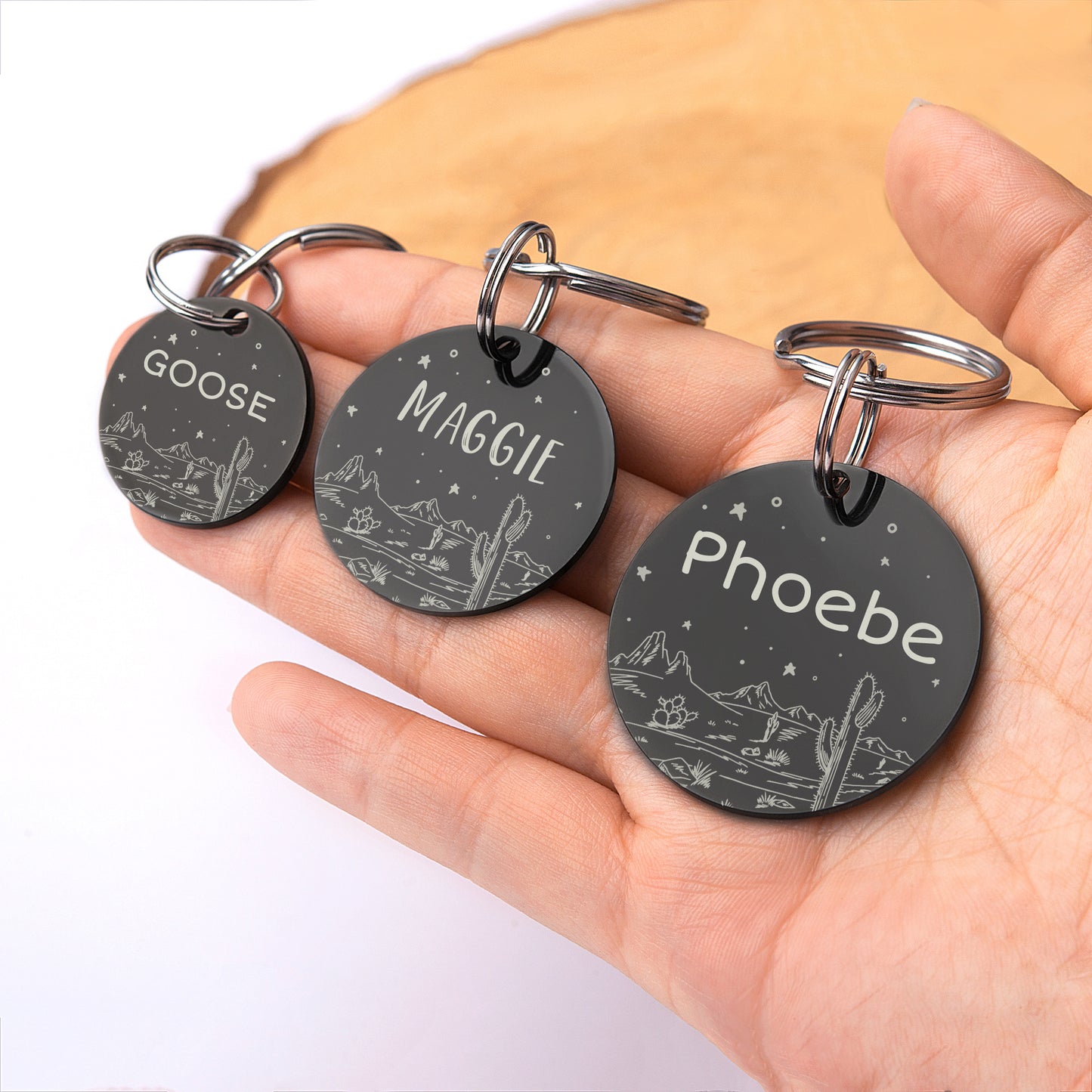 Round Desert Night Sky Pet ID Dog Tag