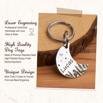 Woods and Starry Sky Moon Pet ID Dog Tag