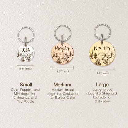Round Mountain Sunrise Road Pet ID Dog Tag