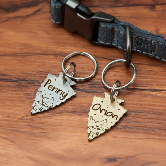 Mountain Starry Night Arrowhead Pet Tag